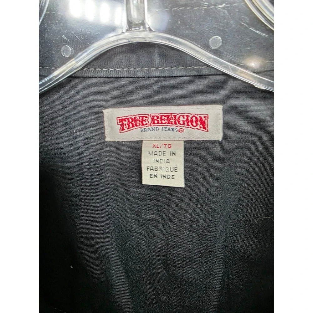 True Religion Western Shirt Mens XL Black Excellent Pearl Snap Big T Shirt